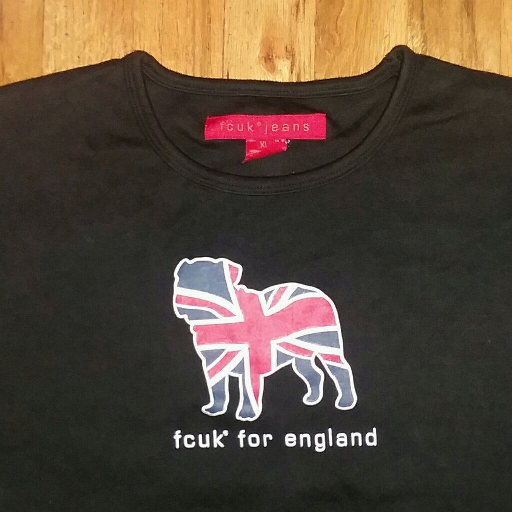FCUK for England Bulldog Union Jack t shirt XL